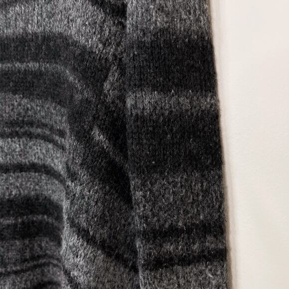 360 Cashmere Striped Drape Front Cardigan Sweater Black Gray XSmall Wool Blend - Picture 6 of 10